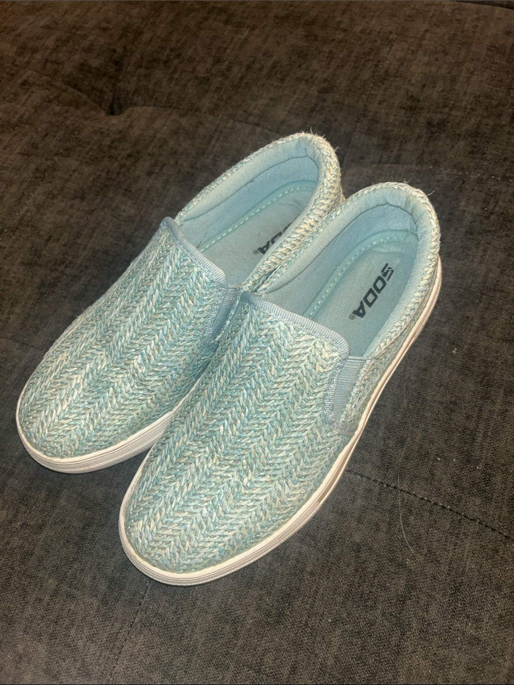 Soda Pale Blue Woven Slip-On Sneakers